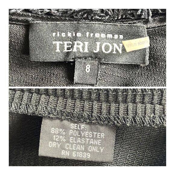 Rickie Freeman for Teri Jon Black Raw Edge Trim Sheath Dress size 8 - Picture 12 of 12